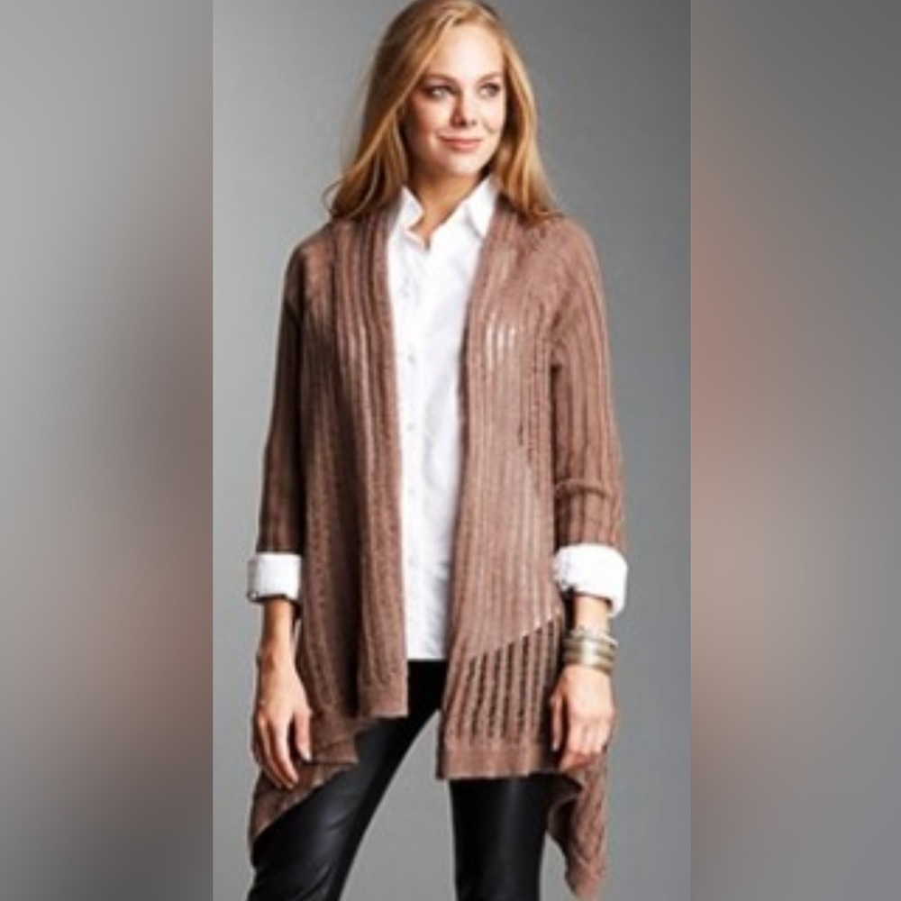 GOSSIP GIRL ROMEO & JULIET Gray Loose Knit Asymmetrical Drape Cardigan Sweater M